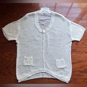 Elegant Cream Knit Cardigan Size L